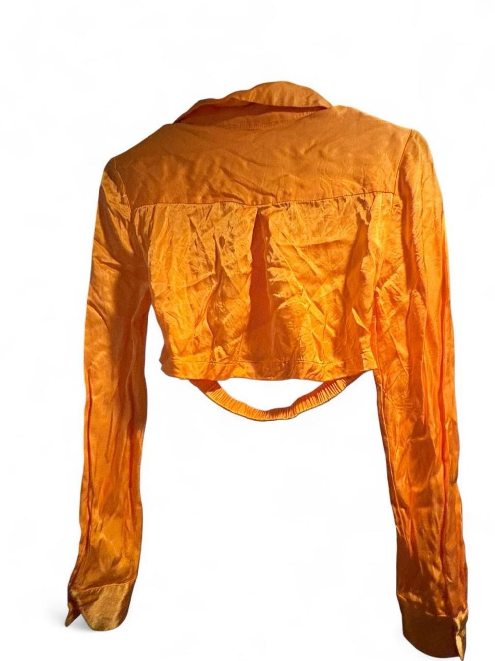 Zara Bright Orange Cropped Button-Down Shirt - Picture 3 of 5